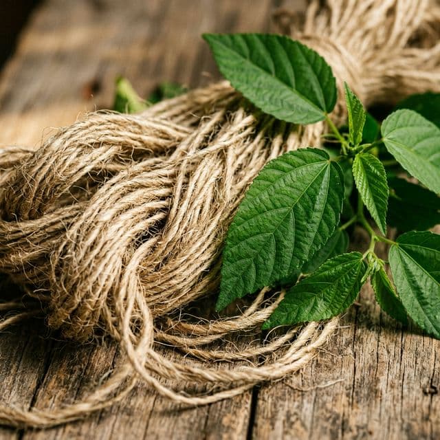 Raw natural jute fibers representing sustainability